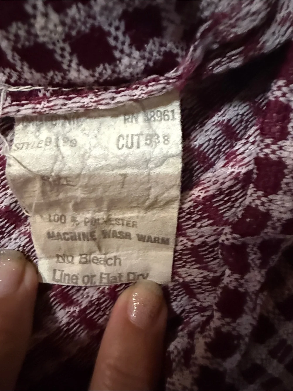 Vintage burgundy Check coord matching Set with Lace Collar small